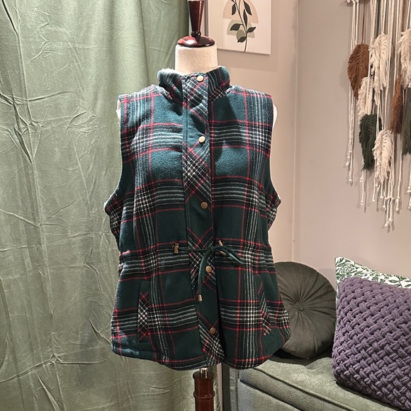 Maurices Jackets & Blazers - Maurices Green, Red and White Plaid Vest